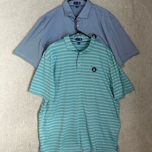 Stitch Mens Striped Golf And Country Club Polo Shirts Bundle! Both Size XL